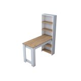 Mesa de Trabajo-Estantería Blanco y Cambria, 120x53,8x153,5cm - Espacio Amplio y Versátil