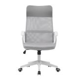 Silla de Oficina Ergonómica con Respaldo en PU Gris y Tejido 3D Gris, Reposacabezas Ajustable- Medidas 57,5x54x104-114 cm