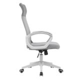 Silla de Oficina Ergonómica con Respaldo en PU Gris y Tejido 3D Gris, Reposacabezas Ajustable- Medidas 57,5x54x104-114 cm