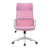 Silla de Oficina Ergonómica con Respaldo en PU Rosa y Tejido 3D Rosa, Reposacabezas Ajustable - Medidas 57,5x54x104-114 cm