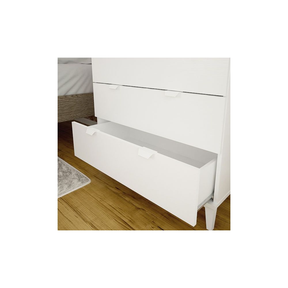 Cómoda con 4 Cajones, para Dormitorio, Acabado en Color Blanco, Medidas: 80 cm (Ancho) x 98 cm (Alto) x 48 cm (Fondo)